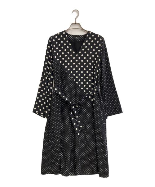 PS Paul Smith（ＰＳポールスミス）PS Paul Smith (ＰＳポールスミス) ドット柄ワンピース ホワイト×ブラック サイズ:38の古着・服飾アイテム