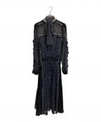 sacaiサカイ）の古着「ポルカドットボウタイロングドレス」｜ネイビー