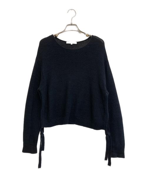 23区（ニジュウサンク）23区 (ニジュウサンク) 洗えるコットンリネンガータークロップドニット ブラック サイズ:38の古着・服飾アイテム