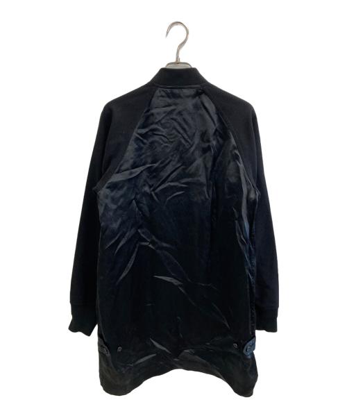 BLACK COMME des GARCONS（ブラックコムデギャルソン）BLACK COMME des GARCONS (ブラックコムデギャルソン) キュプラ/ウール切替 ロングジップアップブルゾン ブラック サイズ:Sの古着・服飾アイテム