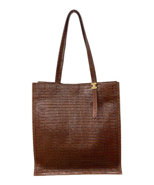 IACUCCI（イアクッチ）IACUCCI (イアクッチ) 型押しトートバッグ ブラウンの古着・服飾アイテム