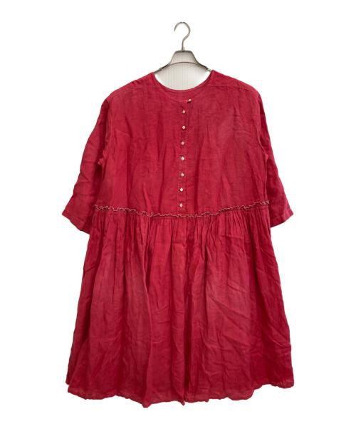 nest Robe（ネストローブ）nest Robe (ネストローブ) リネンワンピース レッド サイズ:Ｆの古着・服飾アイテム