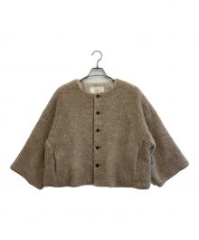 nest Robe（ネストローブ）の古着「ウールボアノーカラージャケット」｜ベージュ