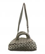 merletteマーレット）の古着「22ss シルクサテン バスケットスモッキング ハンドバッグ」｜グレー