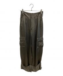 NOUNLESS（ナウンレス）の古着「SHINY POCKET WIDE PANTS」｜グリーン