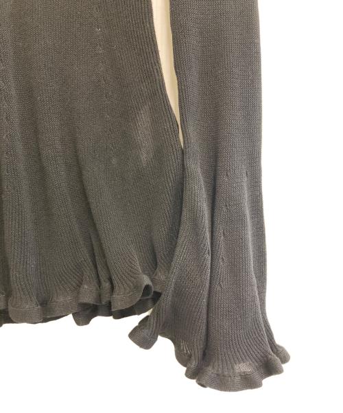 Ameri（アメリ）AMERI (アメリ) 25ss SHEER FRILL V NECK KNIT TOP ブラック サイズ:Fの古着・服飾アイテム