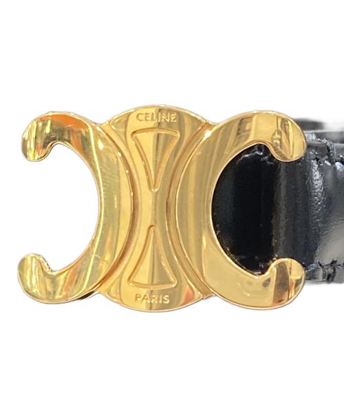 CELINE（セリーヌ）CELINE (セリーヌ) カーフスキン トリオンフ ベルト ブラックの古着・服飾アイテム