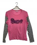 ERLイーアールエル）の古着「distressed-finish cotton T-shirt」｜ピンク