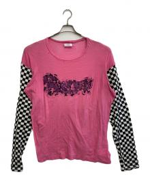 ERL（イーアールエル）の古着「distressed-finish cotton T-shirt」｜ピンク