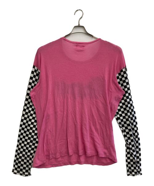 ERL（イーアールエル）ERL (イーアールエル) distressed-finish cotton T-shirt ピンク サイズ:Ｍの古着・服飾アイテム