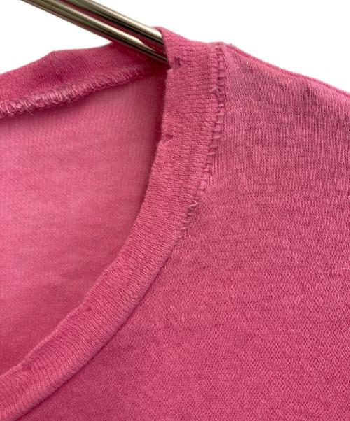 ERL（イーアールエル）ERL (イーアールエル) distressed-finish cotton T-shirt ピンク サイズ:Ｍの古着・服飾アイテム