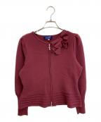 M'S GRACYエムズグレイシー）の古着「ダブルリボン Wジップ リボンカーディガン」｜ボルドー