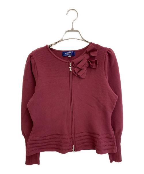 M'S GRACY（エムズグレイシー）M'S GRACY (エムズグレイシー) ダブルリボン Wジップ リボンカーディガン ボルドー サイズ:40の古着・服飾アイテム