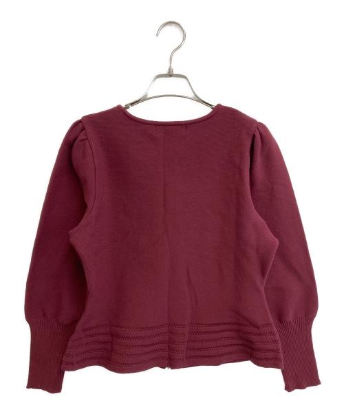 M'S GRACY（エムズグレイシー）M'S GRACY (エムズグレイシー) ダブルリボン Wジップ リボンカーディガン ボルドー サイズ:40の古着・服飾アイテム