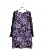 GRACE CONTINENTALグレースコンチネンタル）の古着「切替チュールワンピース」｜ブラック×パープル