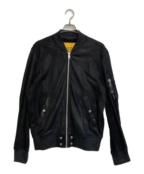 DIESEL（ディーゼル）DIESEL (ディーゼル) ゴートレザーブルゾン ブラック サイズ:Lの古着・服飾アイテム
