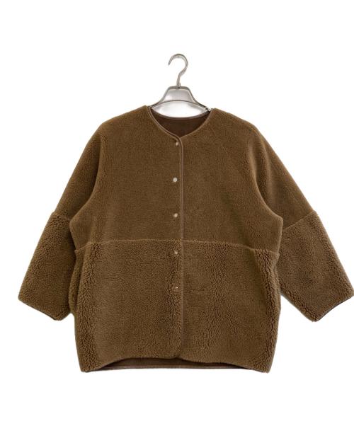 BEAUTY&YOUTH（ビューティーアンドユース）BEAUTY&YOUTH (ビューティーアンドユース) ボア×フェイクムートン ノーカラーリバーシブルコート -2WAY ブラウン サイズ:無しの古着・服飾アイテム