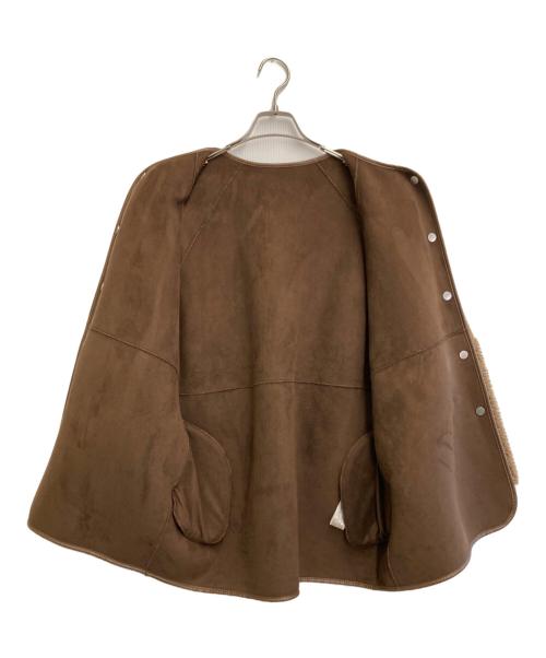 BEAUTY&YOUTH（ビューティーアンドユース）BEAUTY&YOUTH (ビューティーアンドユース) ボア×フェイクムートン ノーカラーリバーシブルコート -2WAY ブラウン サイズ:無しの古着・服飾アイテム