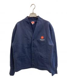 KENZO（ケンゾー）の古着「Boke Flower Crest Vee Jersey Cardigan」｜ネイビー