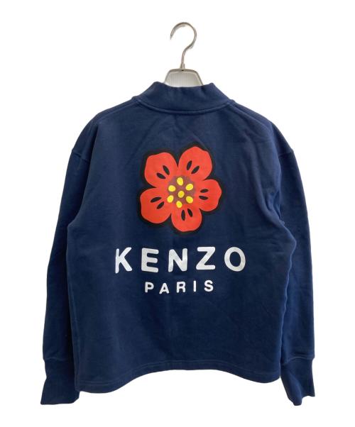 KENZO（ケンゾー）KENZO (ケンゾー) Boke Flower Crest Vee Jersey Cardigan ネイビー サイズ:Sの古着・服飾アイテム