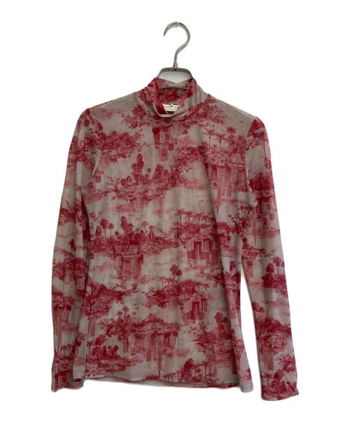 beautiful people（ビューティフルピープル）beautiful people (ビューティフルピープル) フォレストウォールペーパージャージーハイネックトップ グレー×レッド サイズ:36の古着・服飾アイテム