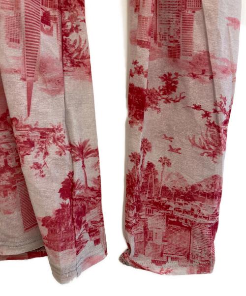 beautiful people（ビューティフルピープル）beautiful people (ビューティフルピープル) フォレストウォールペーパージャージーハイネックトップ グレー×レッド サイズ:36の古着・服飾アイテム