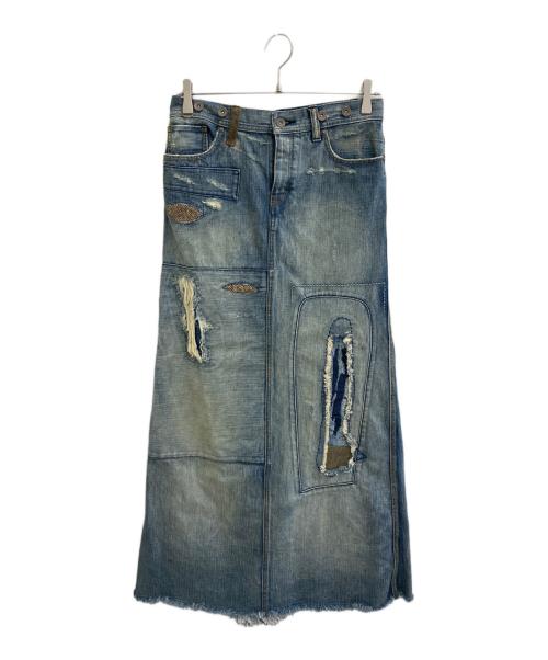 RALPH LAUREN RUGBY（ラルフローレンラグビー）RALPH LAUREN RUGBY (ラルフローレンラグビー) ダメージ加工デニムスカート インディゴ サイズ:SIZE W25の古着・服飾アイテム