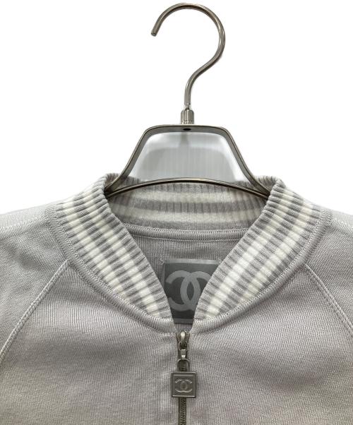 CHANEL（シャネル）CHANEL (シャネル) スポーツラインニットジャケット ライトグレー サイズ:38の古着・服飾アイテム