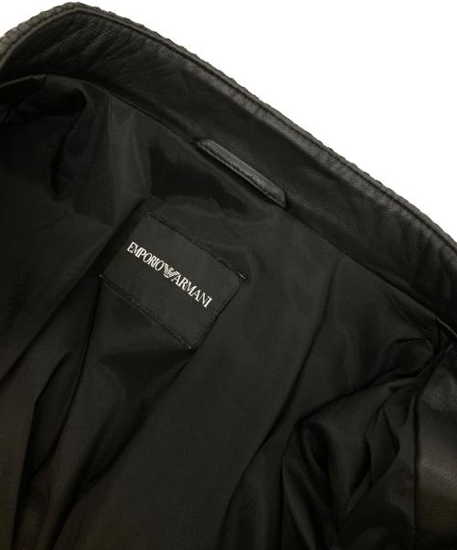 EMPORIO ARMANI（エンポリオアルマーニ）EMPORIO ARMANI (エンポリオアルマーニ) 凹凸ラムレザージャケット ブラック サイズ:54の古着・服飾アイテム