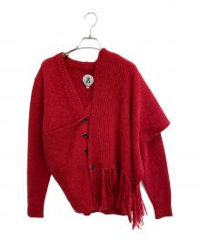 ANREALAGE（アンリアレイジ）の古着「ROLL MUFFLER CARDIGAN」｜レッド