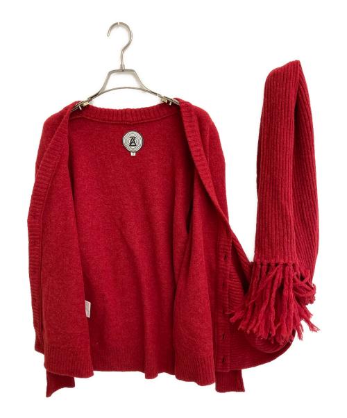 ANREALAGE（アンリアレイジ）ANREALAGE (アンリアレイジ) ROLL MUFFLER CARDIGAN レッド サイズ:38の古着・服飾アイテム