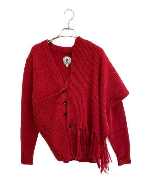 ANREALAGE（アンリアレイジ）ANREALAGE (アンリアレイジ) ROLL MUFFLER CARDIGAN レッド サイズ:38の古着・服飾アイテム