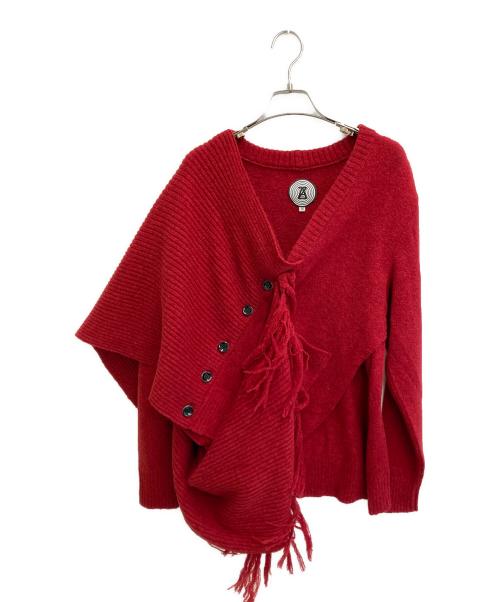 ANREALAGE（アンリアレイジ）ANREALAGE (アンリアレイジ) ROLL MUFFLER CARDIGAN レッド サイズ:38の古着・服飾アイテム