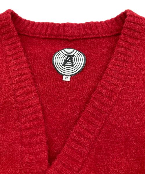 ANREALAGE（アンリアレイジ）ANREALAGE (アンリアレイジ) ROLL MUFFLER CARDIGAN レッド サイズ:38の古着・服飾アイテム