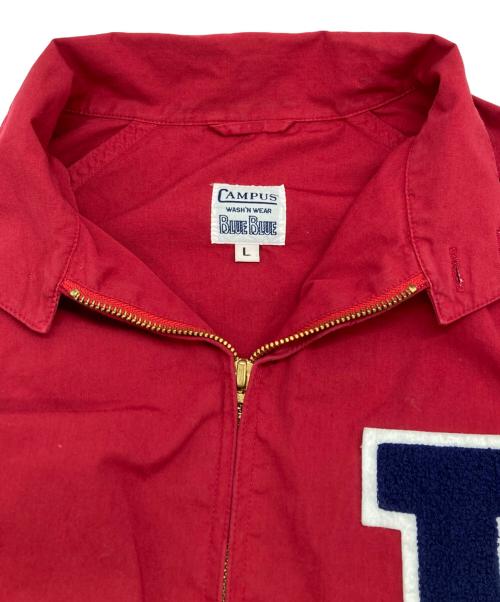 BLUE BLUE（ブルーブルー）BLUE BLUE (ブルーブルー) CAMPUS (キャンパス) ジップワッペンジャケット レッド サイズ:Lの古着・服飾アイテム