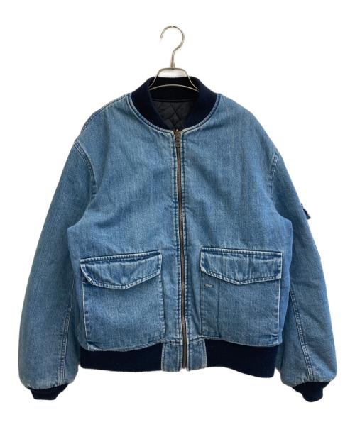 BLUE BLUE（ブルーブルー）BLUE BLUE (ブルーブルー) デニムMA-1 ブルー×ブラック サイズ:3の古着・服飾アイテム