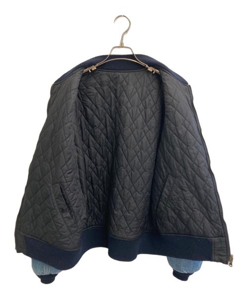 BLUE BLUE（ブルーブルー）BLUE BLUE (ブルーブルー) デニムMA-1 ブルー×ブラック サイズ:3の古着・服飾アイテム