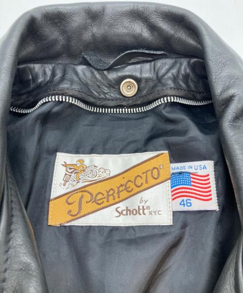 PERFECT by schott（パーフェクトバイショット）perfect by schott (パーフェクトバイショット) ライダースジャケット ブラック サイズ:SIZE 46の古着・服飾アイテム