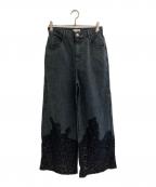 Ameriアメリ）の古着「25ss LACE DOCKING FADE DENIM PANTS」｜ブラック