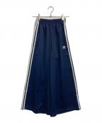 adidasアディダス）の古着「サテン ワイドレッグ トラックパンツ」｜ネイビー