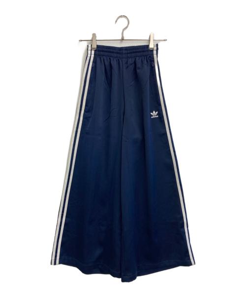 adidas（アディダス）adidas (アディダス) サテン ワイドレッグ トラックパンツ ネイビー サイズ:XSの古着・服飾アイテム
