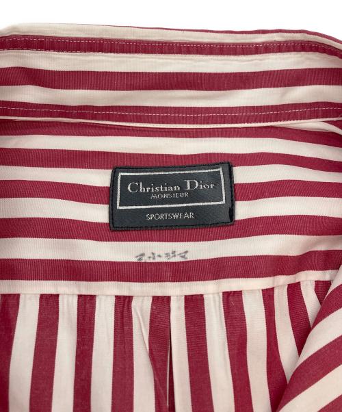 Christian Dior MONSIEUR（クリスチャンディオールムッシュ）Christian Dior MONSIEUR (クリスチャンディオールムッシュ) ストライプシャツ ホワイト×レッド サイズ:SIZE Lの古着・服飾アイテム