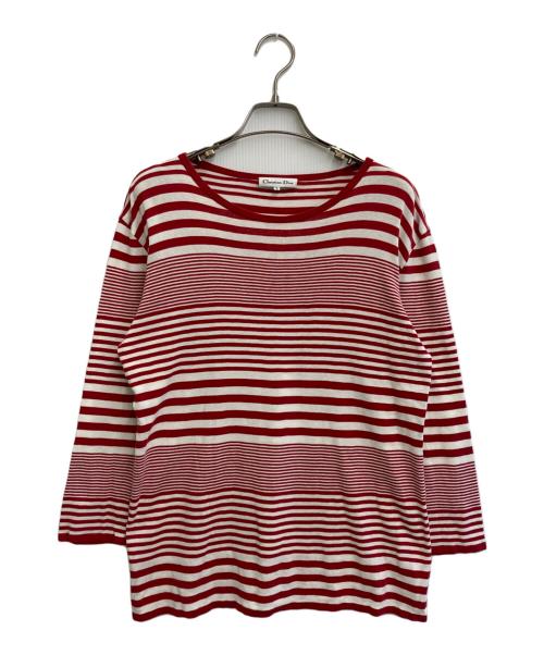 Christian Dior（クリスチャン ディオール）Christian Dior (クリスチャン ディオール) ボーダーカットソー レッド サイズ:SIZE Lの古着・服飾アイテム