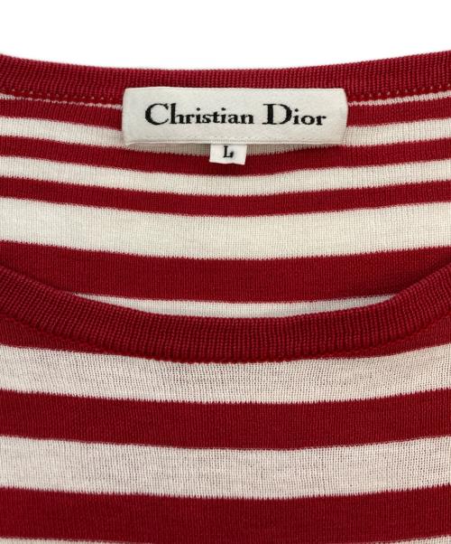 Christian Dior（クリスチャン ディオール）Christian Dior (クリスチャン ディオール) ボーダーカットソー レッド サイズ:SIZE Lの古着・服飾アイテム