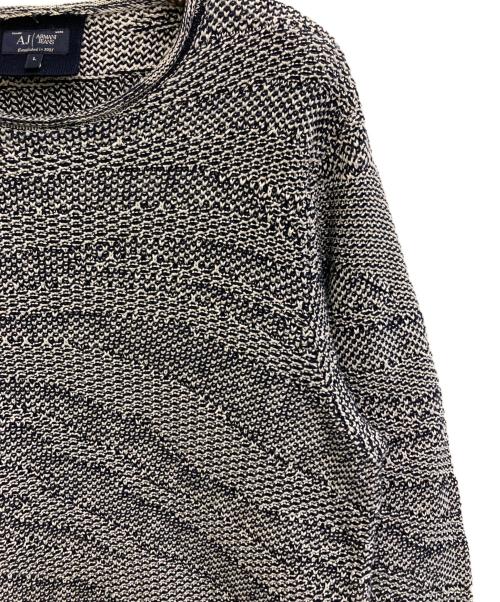 ARMANI JEANS（アルマーニジーンズ）ARMANI JEANS (アルマーニジーンズ) ニット ホワイト×ネイビー サイズ:Lの古着・服飾アイテム
