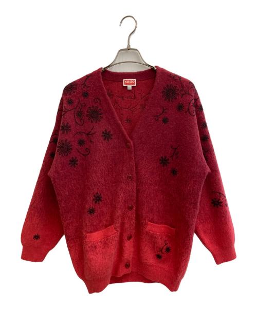 KENZO（ケンゾー）KENZO (ケンゾー) アルパカブレンドビーズフラワーカーディガン レッド サイズ:XSの古着・服飾アイテム