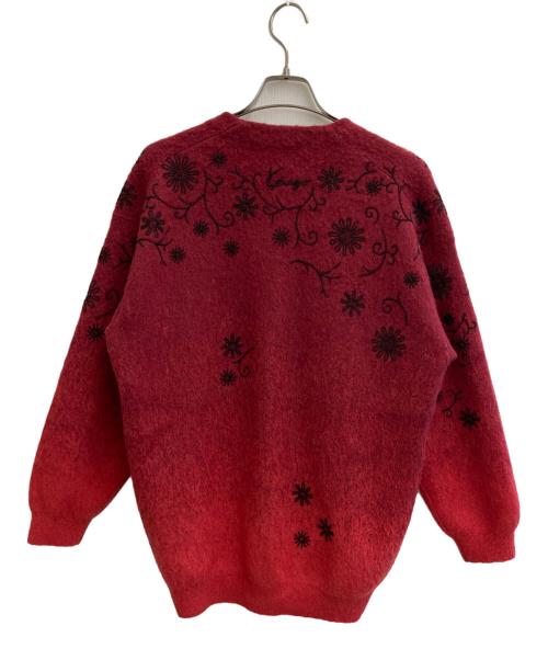 KENZO（ケンゾー）KENZO (ケンゾー) アルパカブレンドビーズフラワーカーディガン レッド サイズ:XSの古着・服飾アイテム