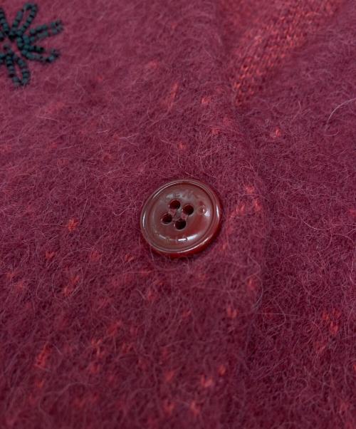 KENZO（ケンゾー）KENZO (ケンゾー) アルパカブレンドビーズフラワーカーディガン レッド サイズ:XSの古着・服飾アイテム