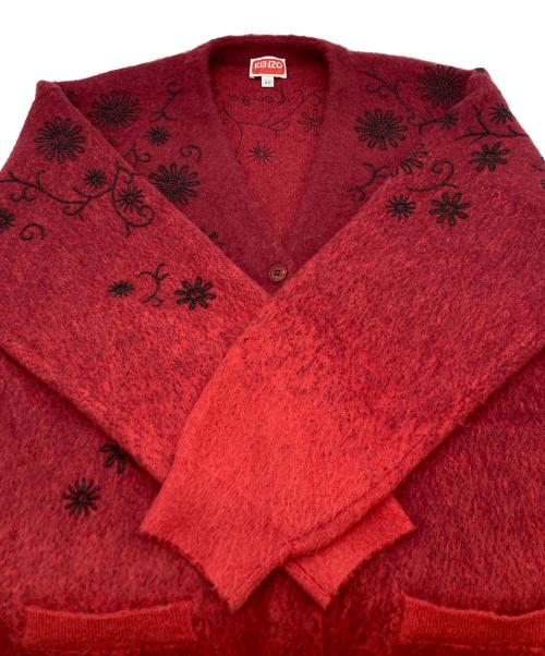 KENZO（ケンゾー）KENZO (ケンゾー) アルパカブレンドビーズフラワーカーディガン レッド サイズ:XSの古着・服飾アイテム