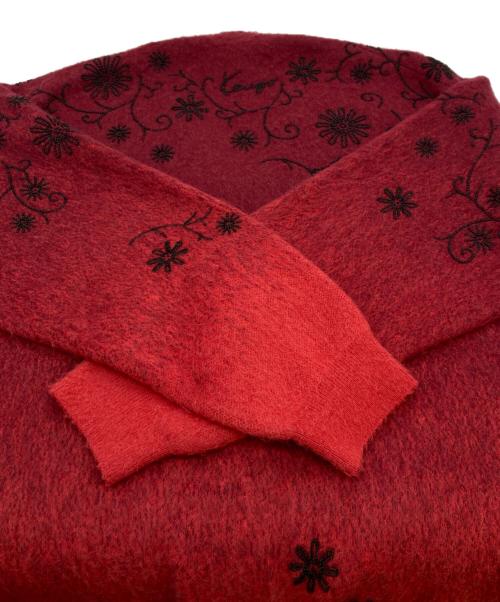 KENZO（ケンゾー）KENZO (ケンゾー) アルパカブレンドビーズフラワーカーディガン レッド サイズ:XSの古着・服飾アイテム